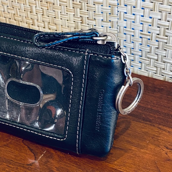 VTG 1990s Fossil Black Leather Key Ring Zippered Wallet - Picture 10 of 13